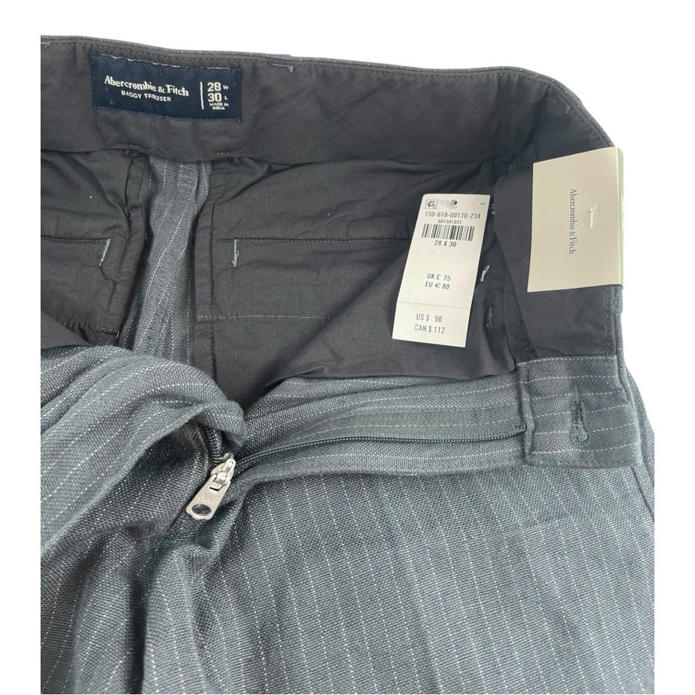 Abercrombie & Fitch Baggy Trousers Gray StripePants Men’s Size 28x30 $90 NWT - Picture 6 of 8